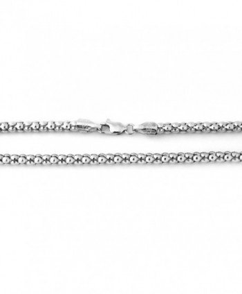 Solid Sterling Silver Rhodium Plated 4.2mm Popcorn Chain Necklace- 16" 18" 20" 22" 24" - CX11MQ4VA6R