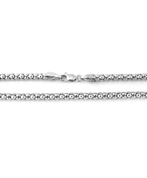 Solid Sterling Silver Rhodium Plated 4.2mm Popcorn Chain Necklace- 16" 18" 20" 22" 24" - CX11MQ4VA6R