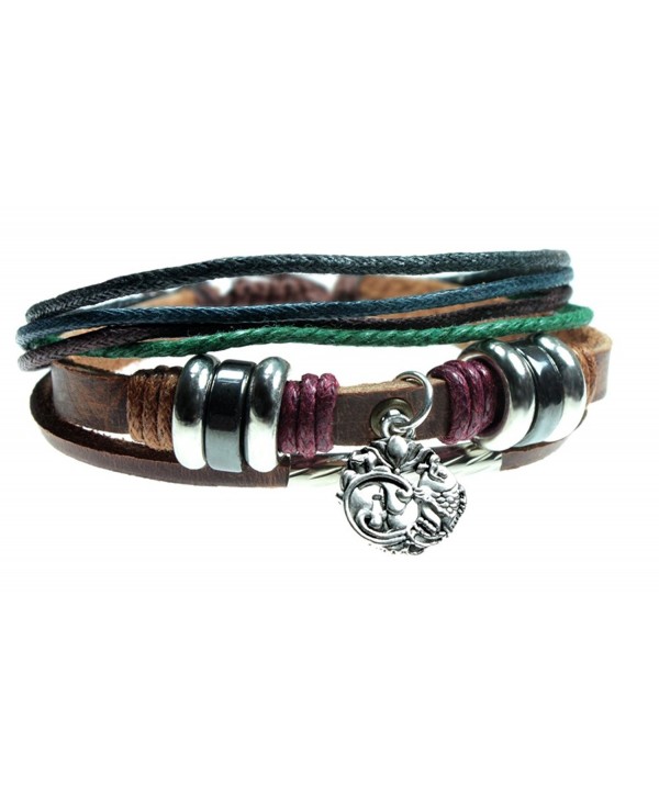 Lotus Flower Charm Leather Zen Yoga Bracelet For Men- Women- Teens in Gift Box - CA12HBGS671