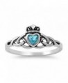 CHOOSE YOUR COLOR Sterling Silver Claddagh Celtic Knot Ring - Simulated Aquamarine - CD187YYGLU9