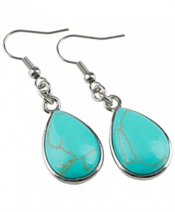 SUNYIK Turquoise Teardrop Earrings Fishhook