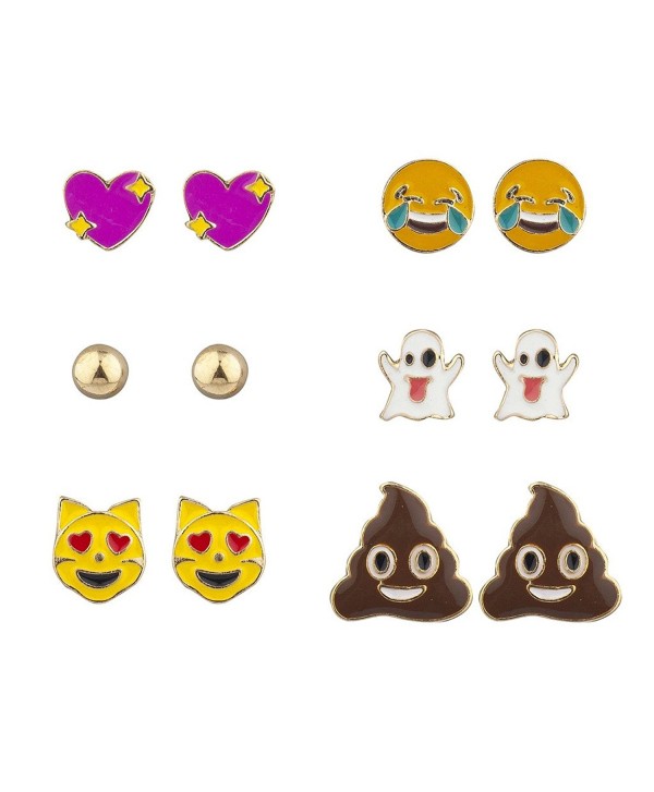 Lux Accessories Goldtone emoticon Heart Laughing Ghost Cat Poop&Acirc Stud Earrings - CP17YH8M9M2
