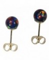 14k Gold Created Opal Round Stud Earrings - CX11ULWKM8J