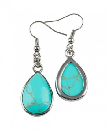 SUNYIK Turquoise Teardrop Earrings Fishhook in Women's Drop & Dangle Earrings