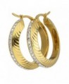 1" Stainless Steel Gold Plated with Rhinestone Wave Design Hoop Earrings 161104144012 - C512O437PMJ