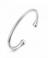 925 Sterling Silver Bangle Bracelet- HTOMT Fashion Simple Open Bangles Two Bead Cuff Jewelry for Women - CQ12E3OFUKP