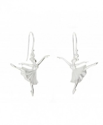 Sterling Silver Rhodium Plated 3d Arabesque Position Ballet Dancing Ballerina Earrings - CC11J4PCCJB