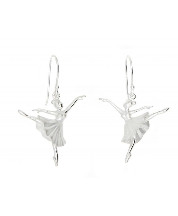 Sterling Silver Rhodium Plated 3d Arabesque Position Ballet Dancing Ballerina Earrings - CC11J4PCCJB