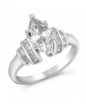CHOOSE YOUR COLOR Sterling Silver Marquise Ring - White Simulated Cubic Zirconia - CS187Z2RRXE