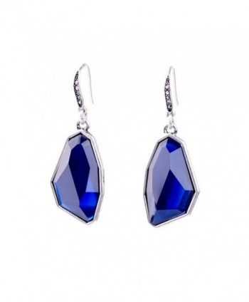 Elegant Silver Plated Blue Crystal Signature Drop Earrings Created with Swarovski for Brides Proms - Blue - CS185EWAD8D