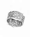 Womens Flower Cutout Sterling Silver in Women's Band Rings