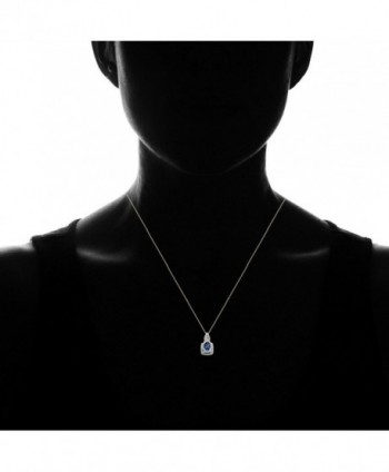 Jewelili Sterling Cushion Sapphire Necklace in Women's Pendants