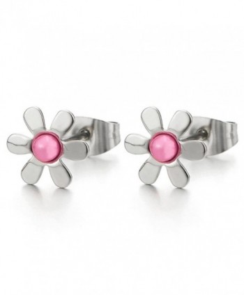 Pair Flower Stud Earrings of Stainless Steel for Women and Girls - 3 - CH1869DTLX8