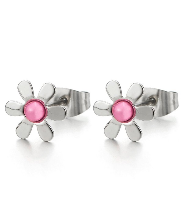 Pair Flower Stud Earrings of Stainless Steel for Women and Girls - 3 - CH1869DTLX8