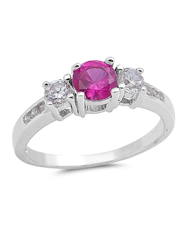 CHOOSE YOUR COLOR Sterling Silver Round Ring - Simulated Ruby - CZ12G76EX41