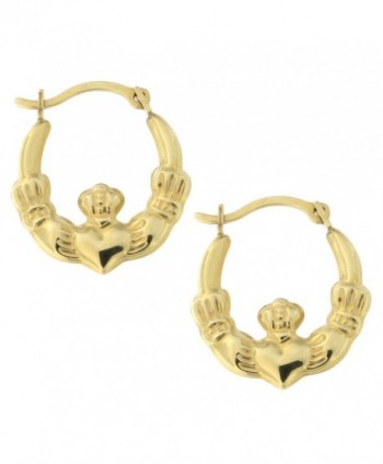 10k Yellow Gold Claddagh Hoop Earrings - C312NSJU5HW