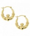10k Yellow Gold Claddagh Hoop Earrings - C312NSJU5HW