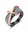 Dnswez 2 Tone Rose Gold Cross Statement Band Ring-Black Gun Plated with Crystals - CN1887SI4TY