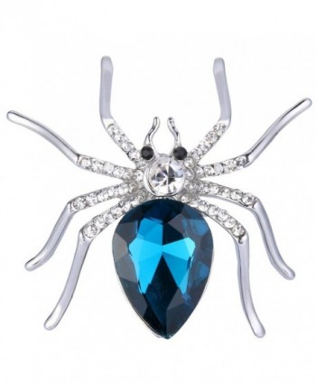 EVER FAITH Rhinestone Crystal Art Deco Gothic Style Spider Teardrop Brooch Silver-Tone - Turquoise-color - CY126JF3BQV