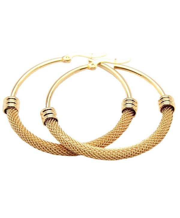 Women's Gold Plated Titanium Steel Mesh Hopp Earring 3.8cm - C0123CCI4MF