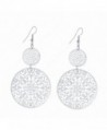 IDB Delicate Filigree Dangle Double Circle Drop Hook Earrings - available in silver and gold tones - Silver Tone - C3187RAS9KE