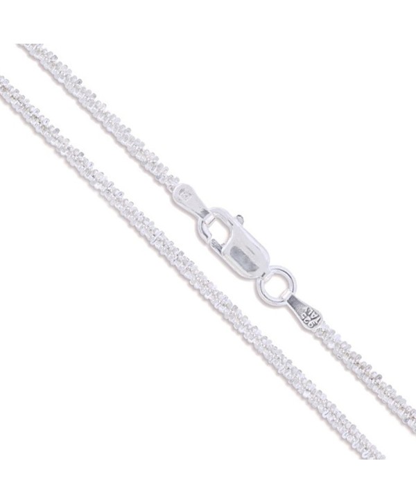 Sterling Silver Diamond-Cut Popcorn Chain 1.8mm 925 New Criss Cross Necklace - C311EYZR5WF