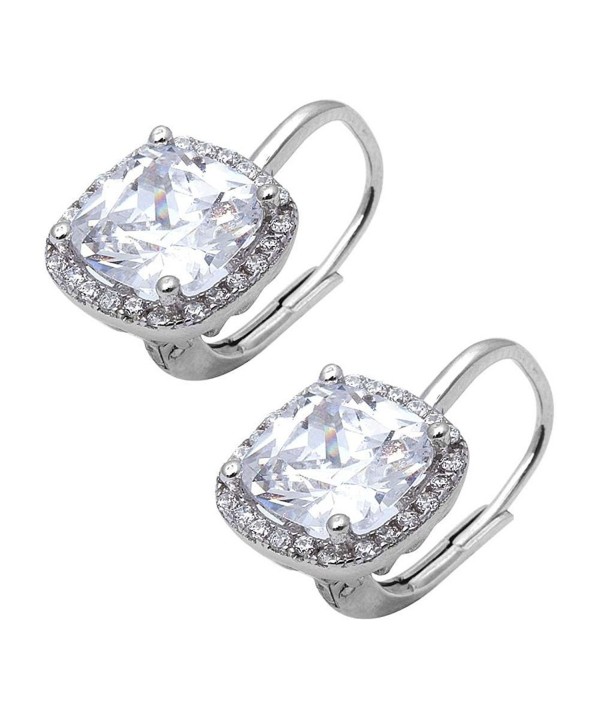 Leverback Earrings Simulated Zirconia Sterling - Simulated Cubic Zirconia - CF12OCSL1NL