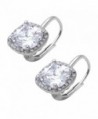 Leverback Earrings Simulated Zirconia Sterling in Women's Hoop Earrings