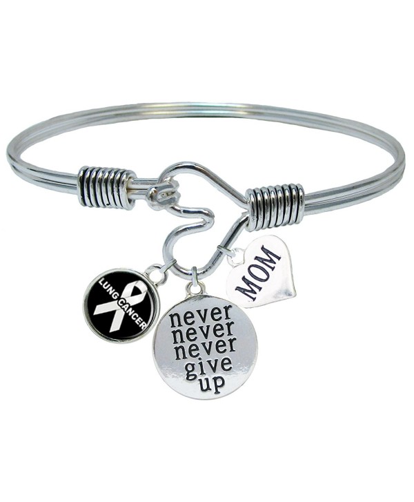 Custom Lung Cancer Awareness Never Give Up CHOOSE MOM OR DAD CHARM ONLY Bracelet Jewelry - CF1864LIMAU