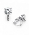 Mariell 2.0 Cwt. Cubic Zirconia Clip On Stud Earrings Round Solitaire with 8mm Gems and Pave CZ Accents - Silver - CP12J5BEH41