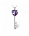 T400 Jewelers "Love Promise" Heart Swarovski Elements Crystal Key Pendant Necklace Love Gift - Violet - CE17Z2EXT27