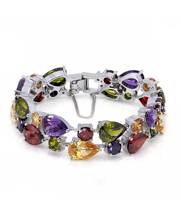 HERMOSA Christmas Gifts Classic Ladies Bracelet Garnet White Topaz Amethyst Citrine Peridot Pink Topza 7 Inches - CJ12O1TU9C9