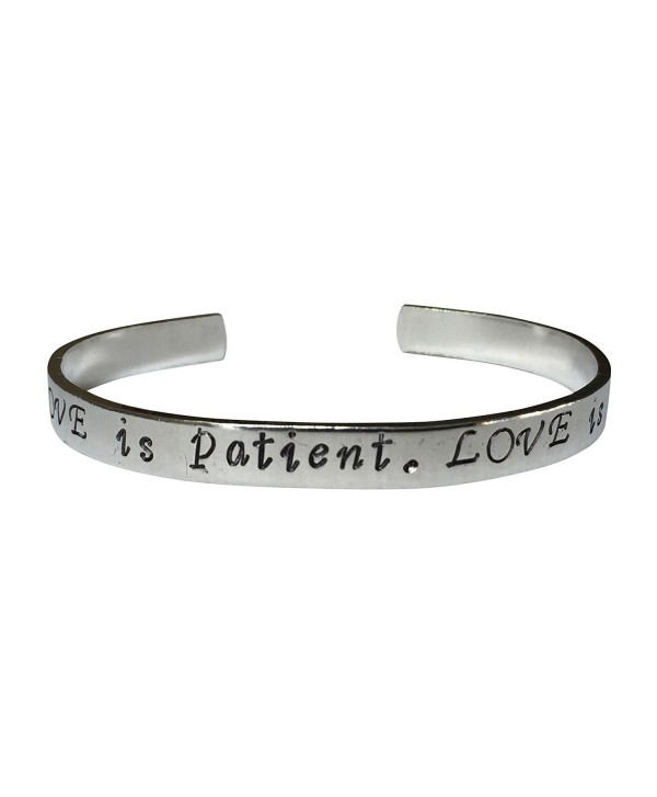 Love Is Patient. Love Is Kind Hand Stamped 1/4" Aluminum Cuff Bracelet - CO12N0C59US