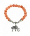 Falari Elephant Lucky Charm Natural Stone Bracelet Peach Quartz B2448-PQ - CL124HGLA0H