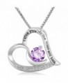 CoolJewelry Sterling Silver Heart Necklace "I Love You To The Moon And Back" Pendant - Purple - CH1855DREQE