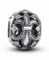 The Kiss Fleur-De-Lis With Clear CZ 925 Sterling Silver Bead Fits European Charm Bracelet - CM11LGWD2PD