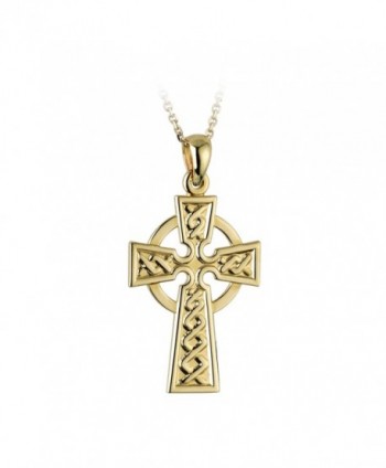 Celtic Cross Necklace Engraved Gold Plated Irish Made Jewelry by Tara - C4116EI6YZ9