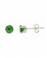 Sterling Silver Green 4mm Round Cubic Zirconia CZ Stud Earrings - CP115OX8EY9
