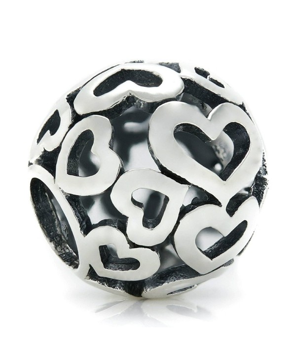 BELLA FASCINI Open Heart Bead Charm Sterling Silver Fits Compatible Bracelets and Bangles - CI128RVCX6J