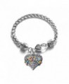 Autism Aunt Pave Heart Bracelet Silver Plated Lobster Clasp Clear Crystal Charm - CN123HZ024Z