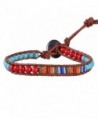 KELITCH Turquoise Red Agate Mix Seed Bead Woven Single Wrap Bracelet Handmade Fashion Women/Men Jewelry - Red - CF128FFYQ17