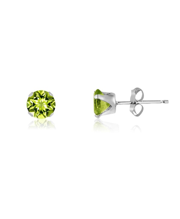 Round 4mm Genuine Peridot Stud Earrings (0.52 cttw) Sterling Silver- 14k Yellow or Rose Goldplate - CJ11IWLCDHJ