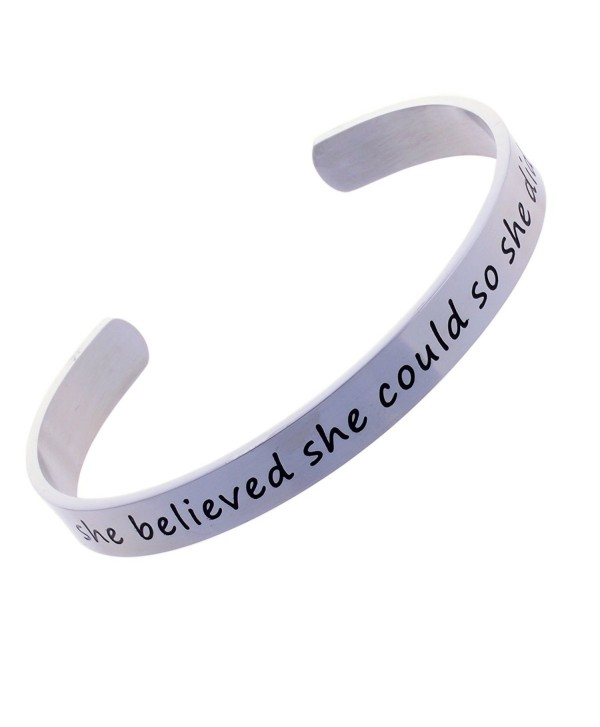 She Believed She Could And So She Did - Stainless Steel Cuff Bracelet Inspirational Gift - CI12O6RZB8O