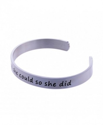 She Believed Could Did Inspirational in Women's Cuff Bracelets