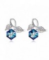 PLATO H Change Color Earrings Leaf Stud Earring With Swarovski Crystal Luxury Woman earrings - Blue - CH183NMERTC