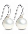 925 sterling silver earring 7-7.5mm Cultured Freshwater Pearl Dangle Drop Hook Earrings For Women - C312F29AH43