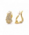 Clip On Earrings Guardian Angel Wings Pave Crystal Fashion Women Fashion - Goldtone - C2128691RUZ