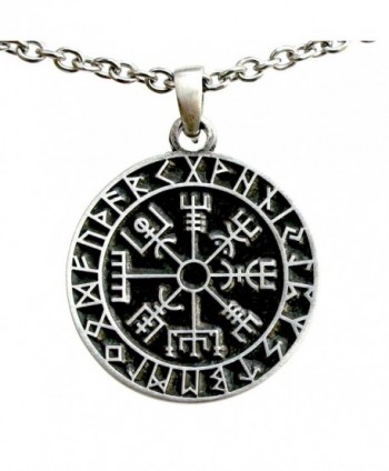 Vegv&iacutesir wayfinder Guidepost Safe Travel Compass Talisman Viking Pewter Pendant - C3187TX5DUK