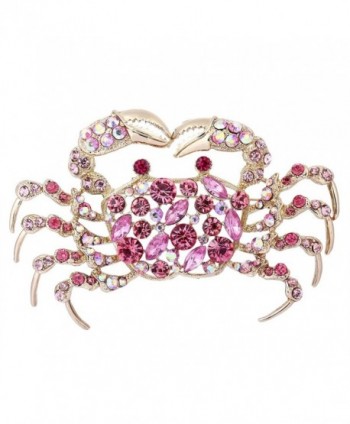 EVER FAITH Sea Life Crab Brooch Austrian Crystal Pink Gold-Tone - CF11BTKXLKN