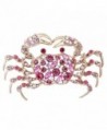 EVER FAITH Sea Life Crab Brooch Austrian Crystal Pink Gold-Tone - CF11BTKXLKN